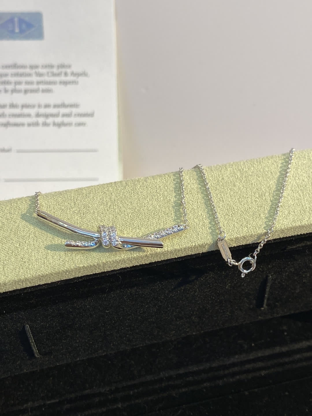 Tiffany & Co. Elsa Peretti® Diamond Bow Bar Necklace